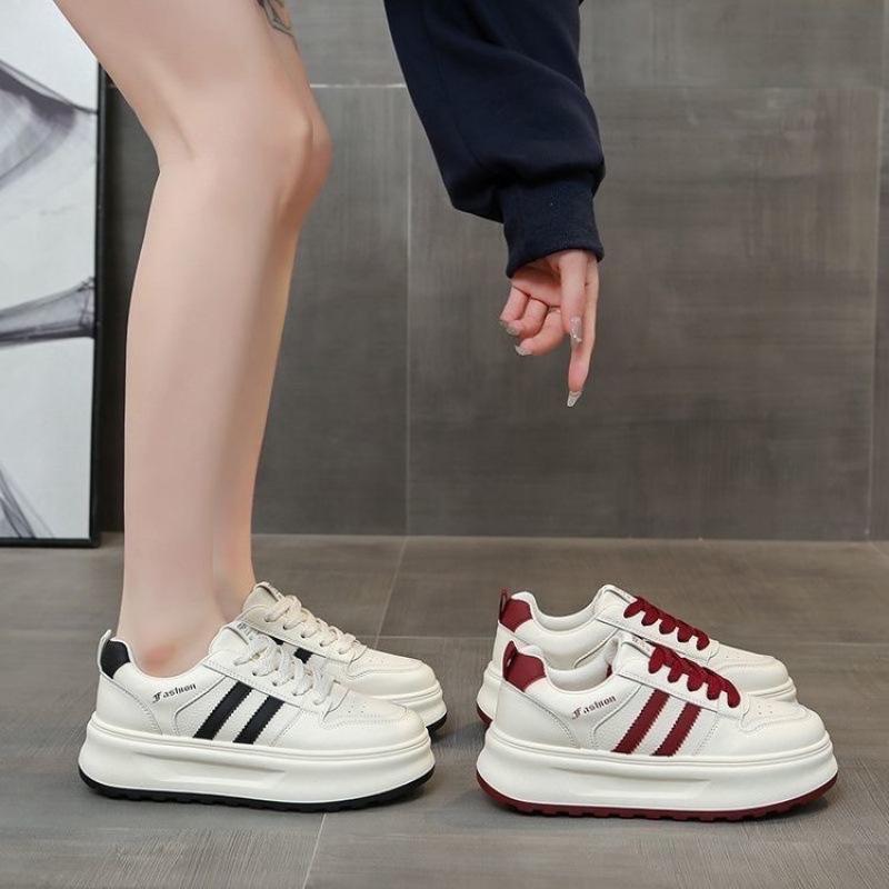 High-end Thick-soled White Shoes for Women's 2025 Spring New Sports and Leisure Shoes To Increase the Height of Versatile Trend Fashion Board Shoes
