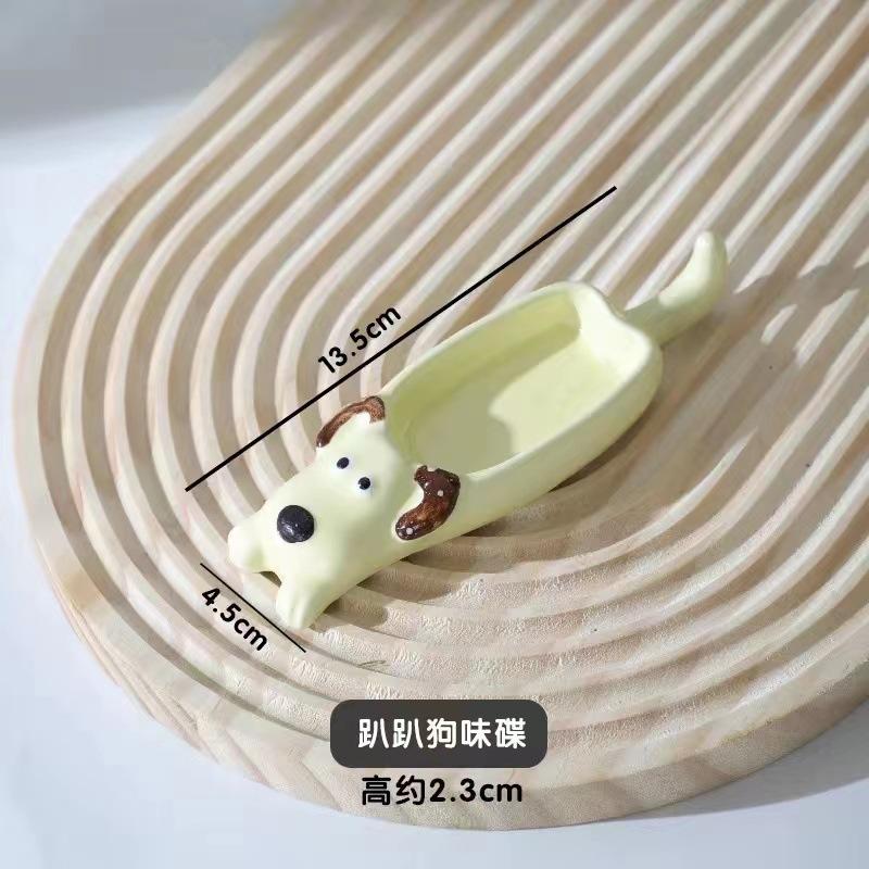 Ins Cute Ceramic Taste Plate, Creative Puppy Shape Dipping Plate, Household Chopstick Holder, Chopstick Holder, Seasoning, Soy Sauce Plate