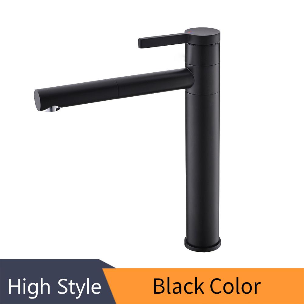 Bathroom Stainless Steel Basin Sink Faucet Cold and Hot Water Tap 360° Swivel Single Handle Household Washbasin Spout