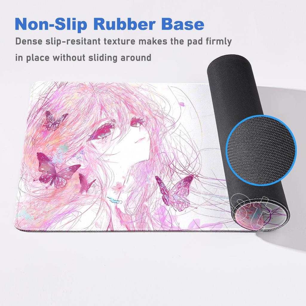 Pretty Pink Anime Girl Mousepad PC Gamer Cute Large Desk Mat Office Laptop Gaming Mouse Pad Kawaii PC Keyboard Rug Birthday Gift