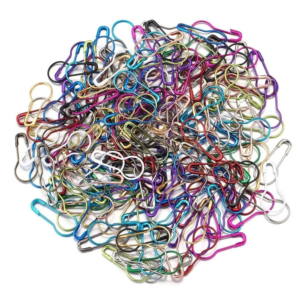 200pcs Rust-Resistant Locking Marker Metal Gourd Pins Multicolor Iron Safety Pin Latch Sewing Tools Tag Clips Knitting Marker