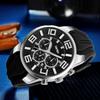 Men's Casual Big Face Chronograph Watch Black Silicone Waterproof Analog Quartz