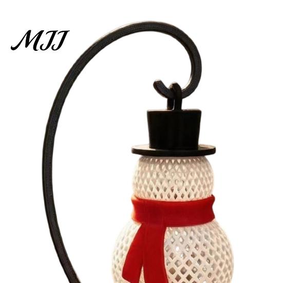 Unique Holiday Gift for Kids Christmas Snowman Lantern, 3D Printed Tabletop Lamp, LED Decorative Figurine with Stand Bedside Nightstand Lamp