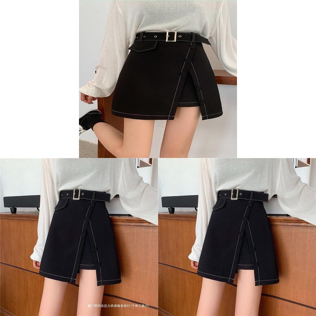 Elegant High Waist Slimming Short Skirt With Decorative Stitching For Women Spring Fashion