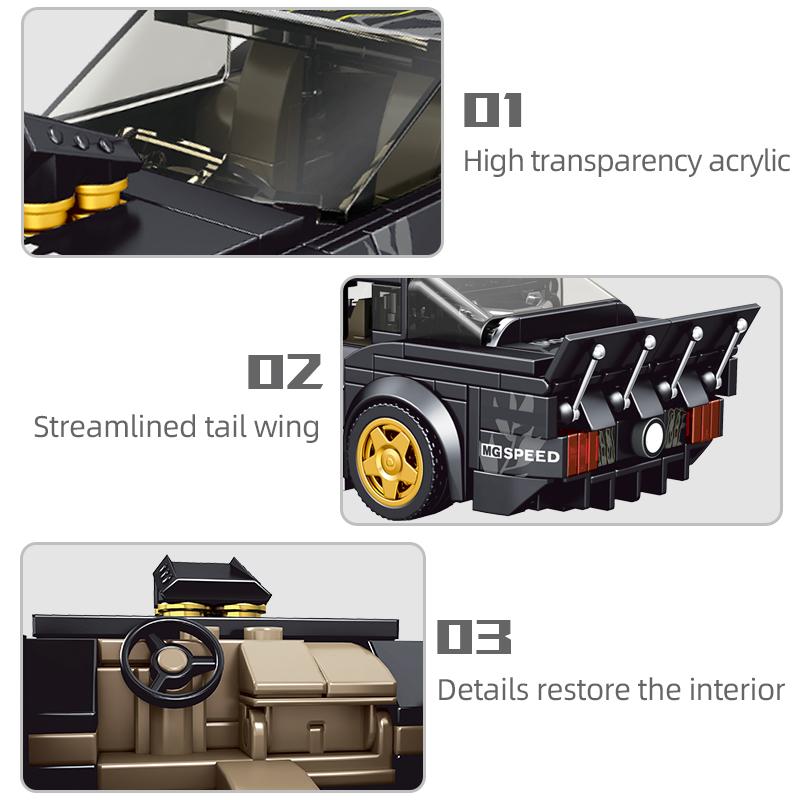 MOULD KING 27024 Techniczne klocki do budowy samochodów sportowych Superszybki model samochodu z pudełkiem ekspozycyjnym Zabawki konstrukcyjne dla chłopców Prezenty