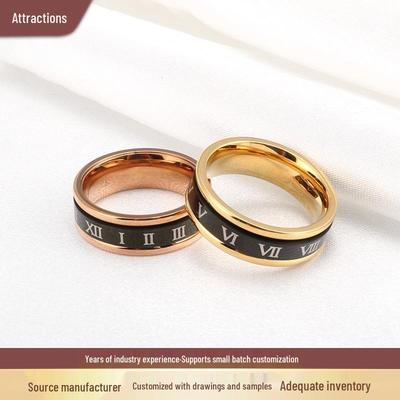 Anillo Giratorio de Acero Inoxidable con Números Romanos de Moda para Pareja