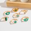 Fashion Dripping Eyes Love Ring Set Creative Geometric Round Butterfly Joint Ring Seven-Piece Set