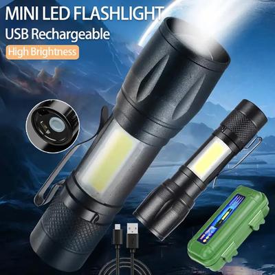 Mini-Taschenlampe, wiederaufladbar, LED-Taschenlampe, tragbar, USB-Lade-Taschenlampe, High-Power-Bank, Camping, wasserdicht, große Reichweite