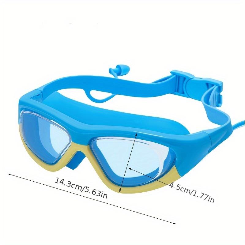 Youth Swimming Goggles with Earplugs, Waterproof and Anti Fog Silicone Seal Suitable for Beach and Swimming