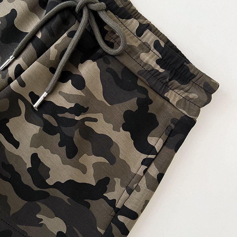 Pantaloncini Corti Caldi da Donna American Spicy Girl Camouflage Coulisse Vita Elastica Gamba Larga Linea A