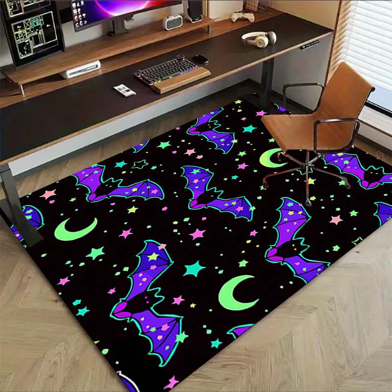 1PC Bat Moon Non-Slip Floor carpet, Office, family, bedroom, Studio - Large Area Rug, Vibrant Colors, Longlasting Material-X403
