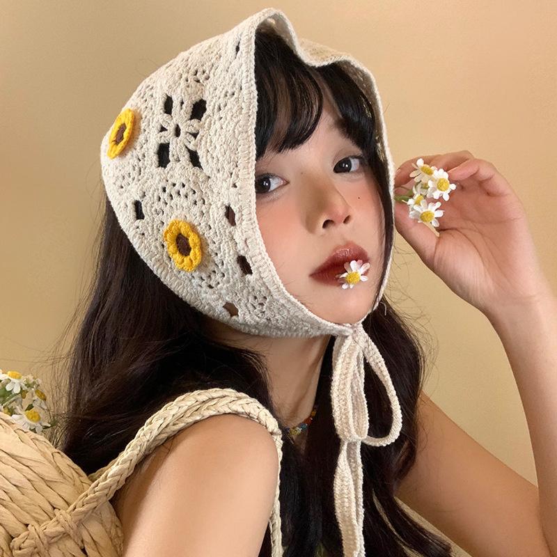 Cherry Lace Triangle Hair Scarf Girls Holiday Retro Hair Bands For Women Outgoing Makeup Styling Bandana Headwarp Headwear