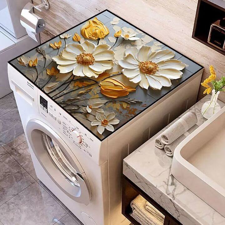 Flower Pattern 3D Diatom Mud Mat - Dustproof, Waterproof, Absorbent, Anti-Slip for Washing Machine or Bedside Table