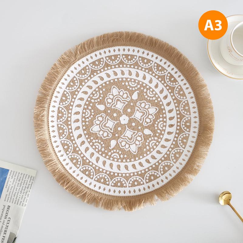 Einfache handgewebte Jute-Tischset-Untersetzer im Ins-Stil, Retro-Baumwollleinen, dekorativ