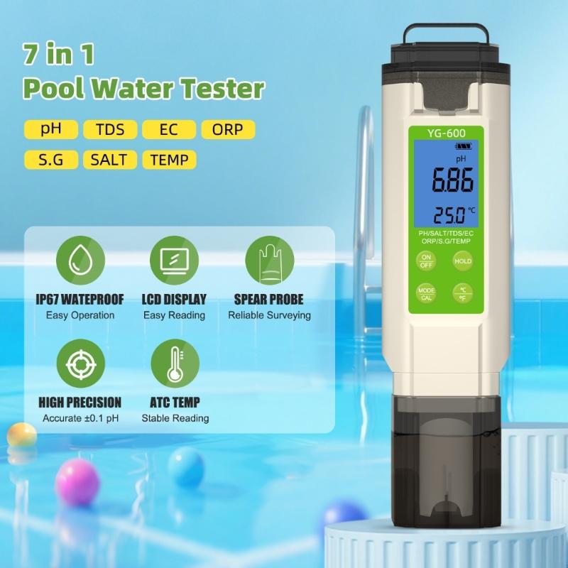 7 in 1 TDS ORP Salt Temperature Meter Digital Meter Water Quality Tester for Hydroponic Meter Portable