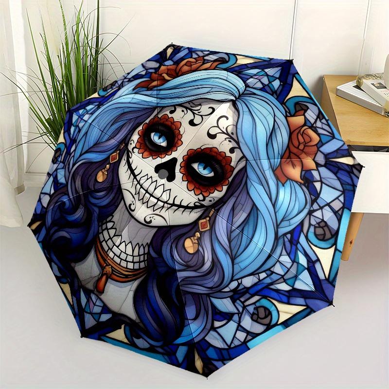 

Day of the Dead Sugar Skull Stained Glass Wall Art Decor Umbrella, Christmas Gift Y156
