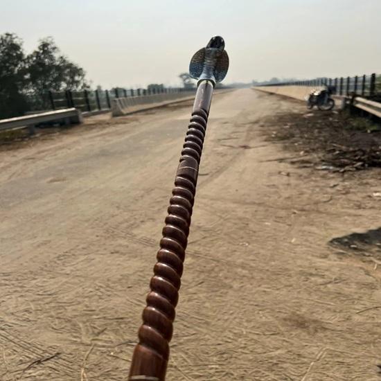 Silver Handle Cobra Head Walking Cane 93.98 cm Rosewood Wooden Stick, Christmas Wedding Travel Father, Mother, Grandfather, Grandmother Gift