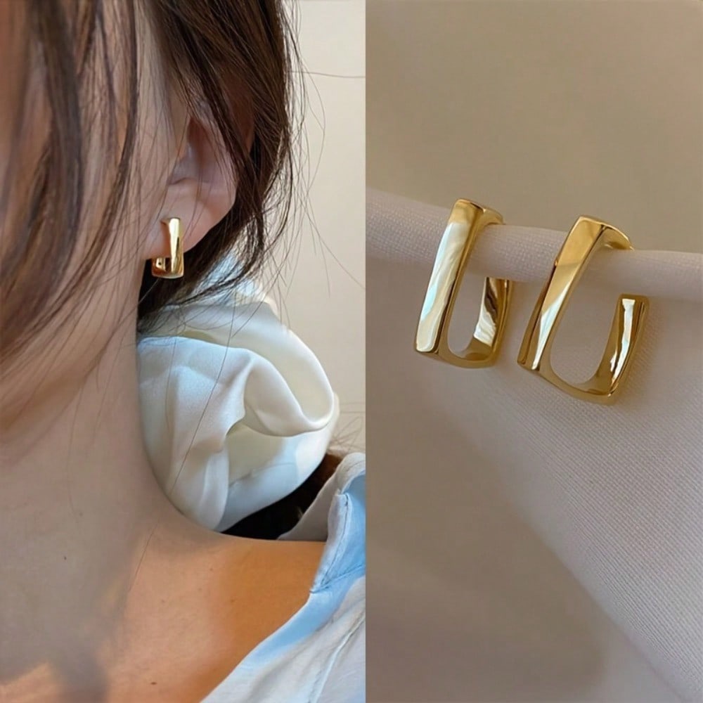 1 Pair Of Light Luxury Geometric Earrings, Simple And Elegant Earrings, Fashionable And Versatile, Suitable For Gift Giving And Daily Wear