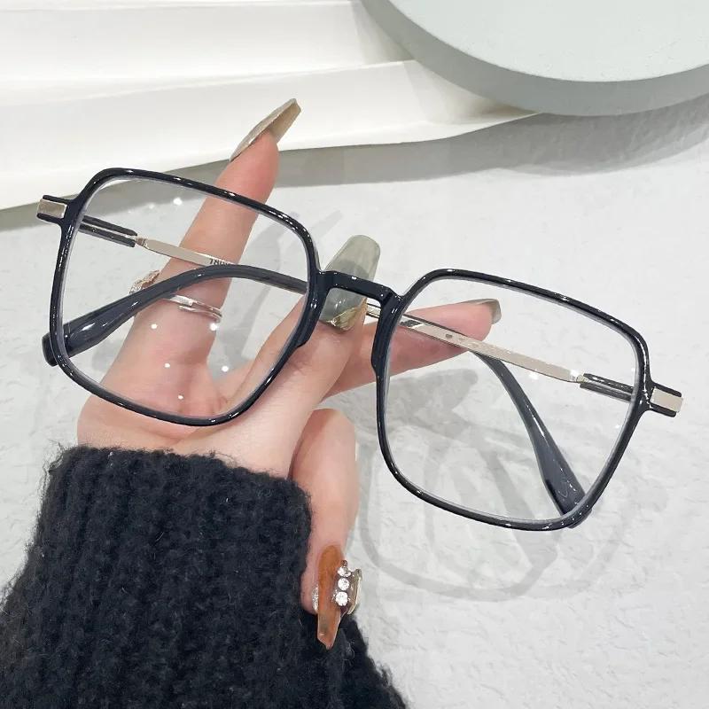 Ultra Light Anti Blue Light Glasses for Women Cool Brown Large Frame Flat Lens High Beauty Presbyopia Glasses 0+1.0+1.5+2.0+4.0