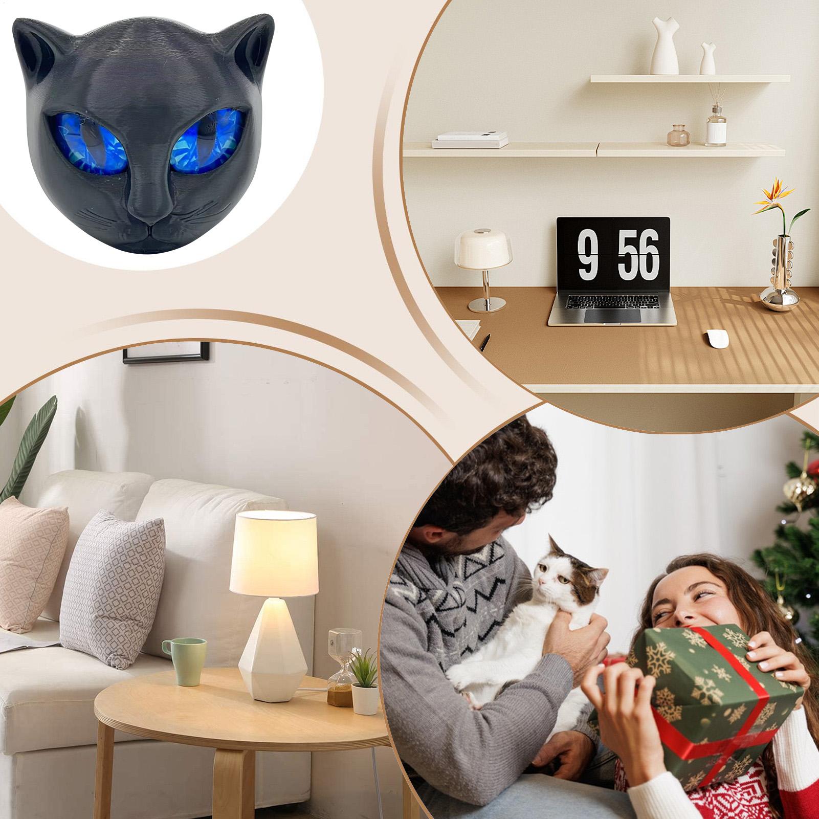 Small Black Cat head Statue Resin Kitten Keepsake Sculpture Collectibles for Desktop Decor Halloween Bedroom Bookshelf Dashboard CN