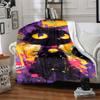1pc Colorful Cat Artwork Blanket Lightweight Flannel Blanket Throw Blanket For Sofa, Bed, Travel, Camping, Livingroom, Office, Couch, Chair, And Bed y