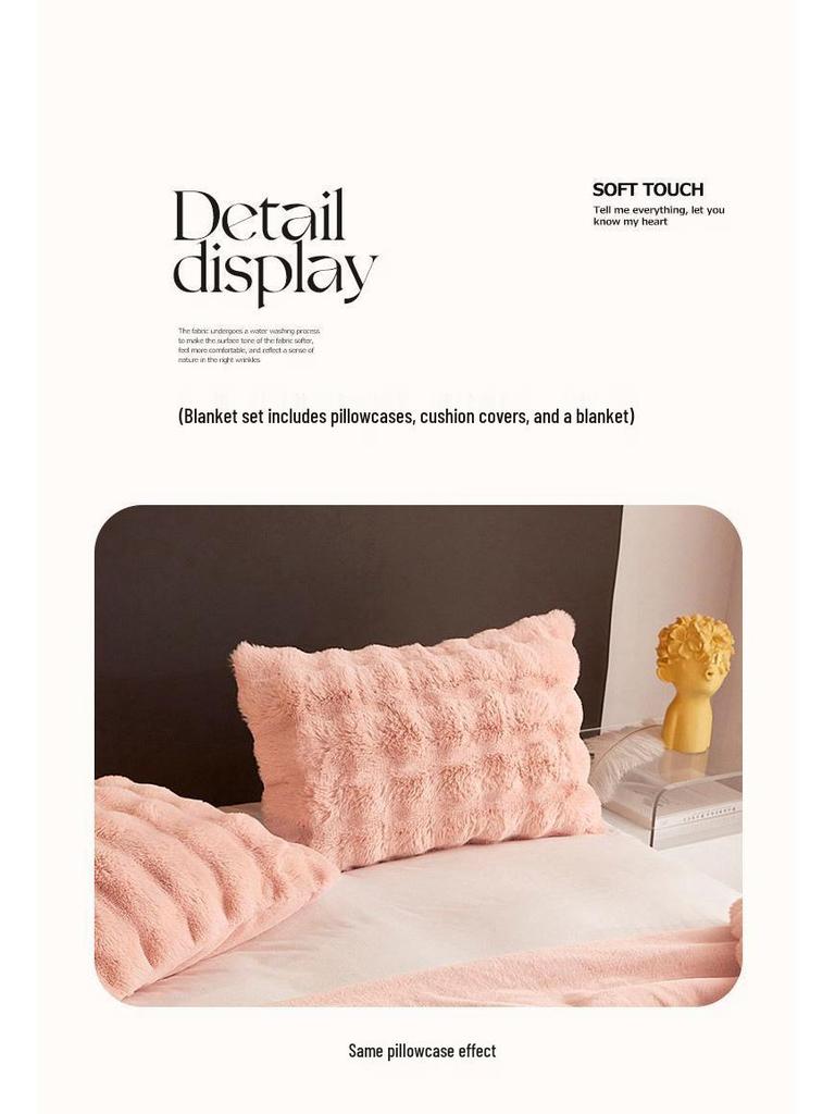G5Z Thickened Warm Faux Fur Rabbit Fleece Blanket, Anti-Static Milk Velvet Throw for Sofa or Nap