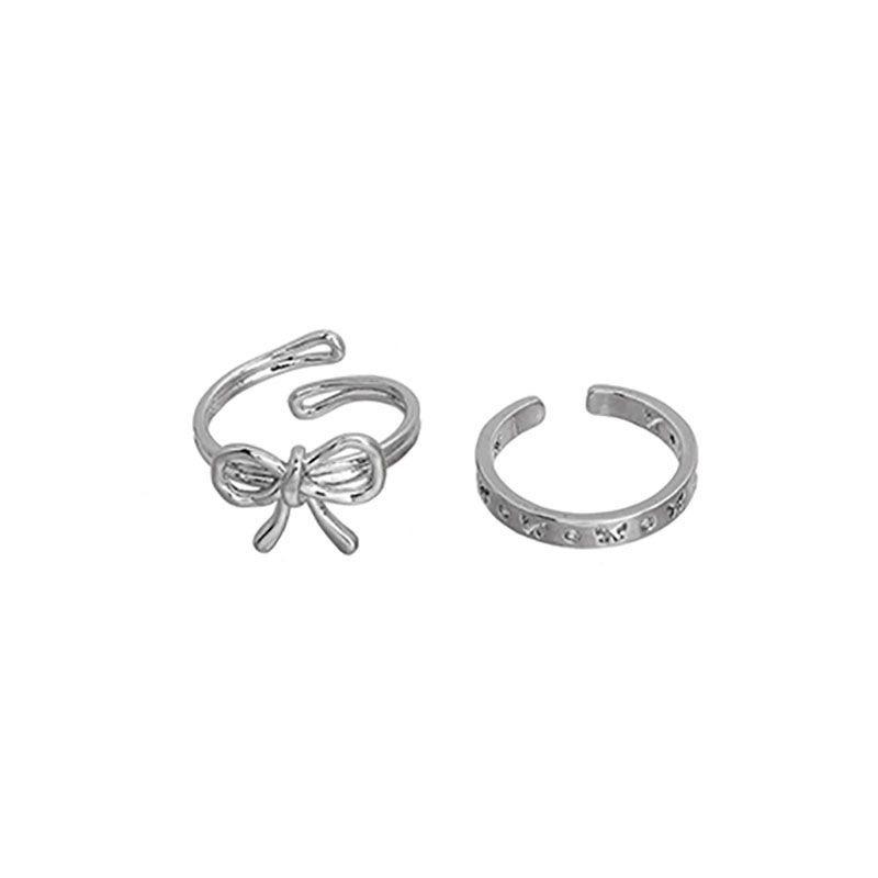 Irregular Bow Minimalist Women's Ring - Luxury Cold Style Open Design for Couples