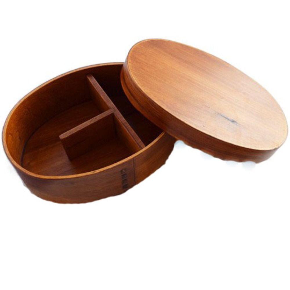 

Portable Japanese Style Lunch Box 3 Grids Picnic Tableware Box Wood Lunch Box Kids коричневый