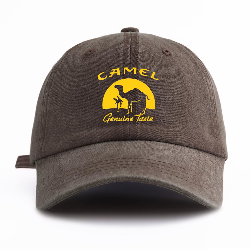 1pz Cappellino da Baseball Lavato con Stampa CAMMELLO per Adulti, Stile Retro Minimalista Casual Morbido Regolabile Cappello da Papà, Perfetto Come Regalo