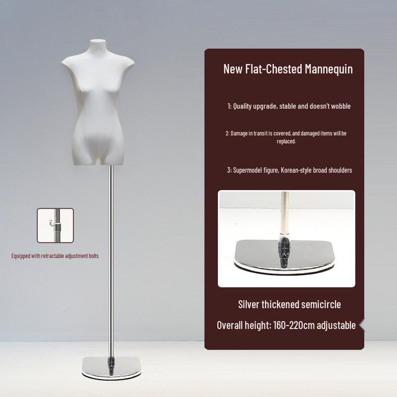 Korean Style Flat Body Female Mannequin with Wide Shoulders for Women's Clothing Display