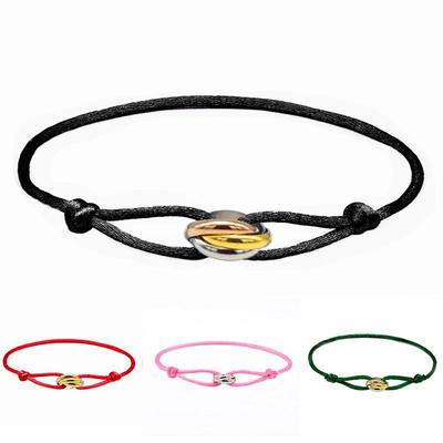 Handgefertigtes verstellbares Armband aus Edelstahl mit drei Ringen in drei Farben