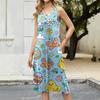 Women Fashion Casual Sleeveless Button Easter Print Dress With Pocket