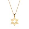 Je Bible Stainless Steel Hexagram Chain Necklace Women Men Cutout Star of David Hexagon Choker Necklace Mezuzah Jewelry