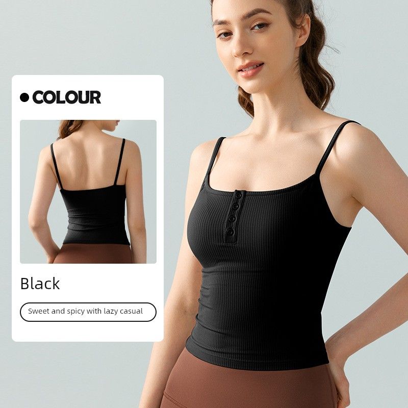 

With Chest Pad Export Nude Feel Cross Beauty Back Exercise Underwear Thin Strap Running Gym Top Sexy Yoga Bra Black M