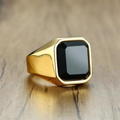 Edelstahl gefüllt Achat Herren Ring Herren dominant Schmuck MIT