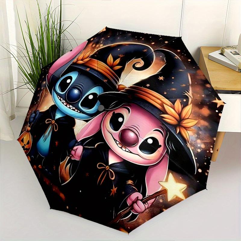 

1pc Stitch & Angel Witch Halloween Fully Automatic Folding Portable Umbrella, 8 Steel Frames, Three-Fold Design, Suitable for All Seasons, S