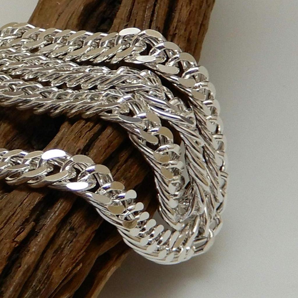 Sterling Silver 925 Cuban Link Thick Double Cuban Silver Thick Necklace Thick Cuban Link Chain Cuban Silver Chain [100-point market] Necklace, Men's