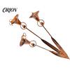 All-weather Garden Ornament Calla Lily Stake with Bells, 24 Inch Metal Triple Flower Wind Chime, Weatherproof Iron Outdoor for Patio Lawn Bed,