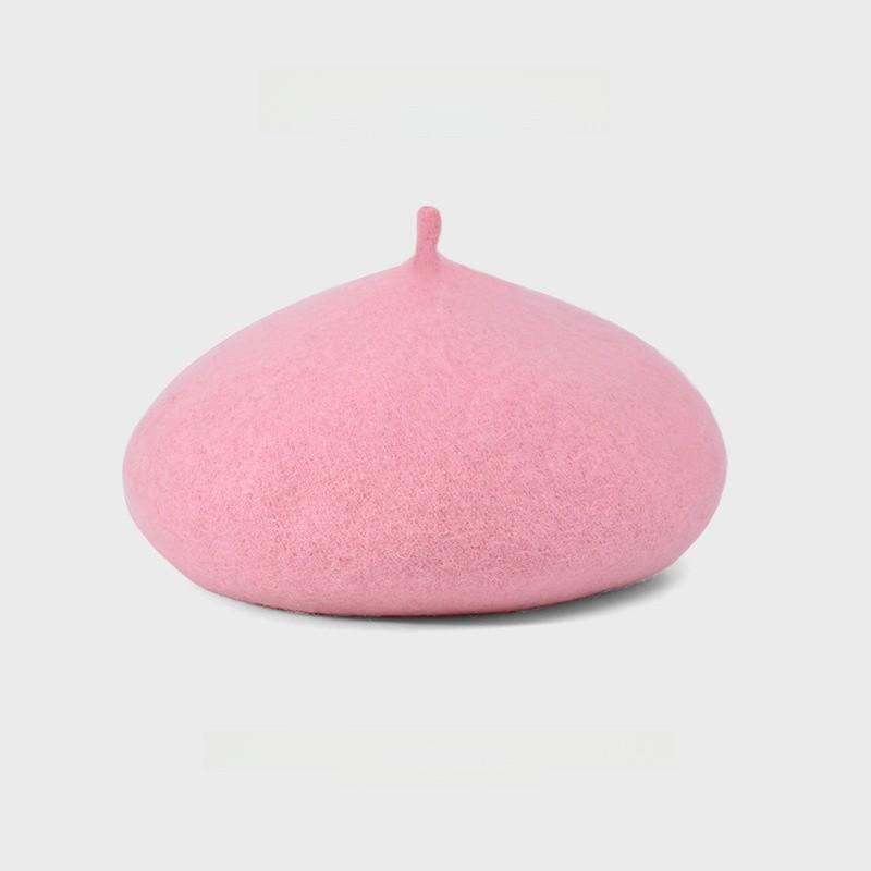 Plush Retro Fashionable Beret With Solid Color Design For Daily Cold Seasons