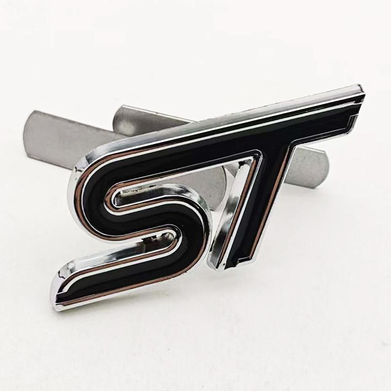 XXUI3 3D Metal Styling ST Logo Car Front Grille Badge Rear Trunk Emblem For Ford Focus Edge Explorer Mondeo Fiesta Escape Accessories