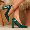 Women's High Chunky Block Heels Sexy Pumps Closed Toe Slip On Pointed Toe Work Dress Office Wedding Party Pumps Shoes for Women High Heeled Shoes