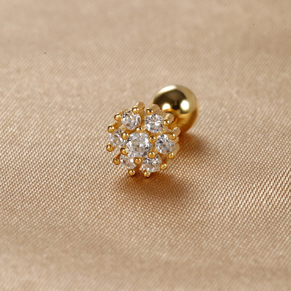 1 Stück Edelstahl Mond Kreuz Kleine Ohrstecker Winziger Zirkonia Ohrläppchen Tragus Helix Knorpel Piercing Ohrring Schmuck