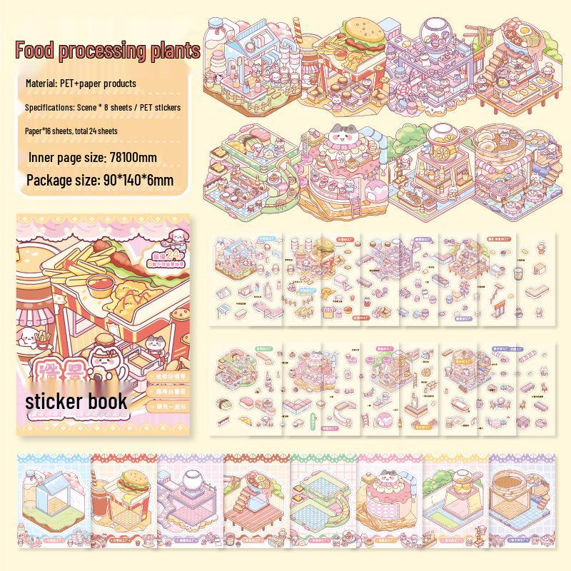 3D Miniature Landscape Sticker Book: Zoo, Cabin, Island & Night Life Journal
