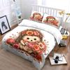 Cute Hedgehog Holding Flowers Duvet Cover Set With 3D Printing Design Soft Polyester Bedding Set All-Season Comfort For Gifts