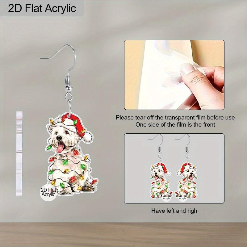2D Flat Christmas Earring Cute Animal Earrings Christmas Dog Earrings for Women Holiday Christmas Gifts