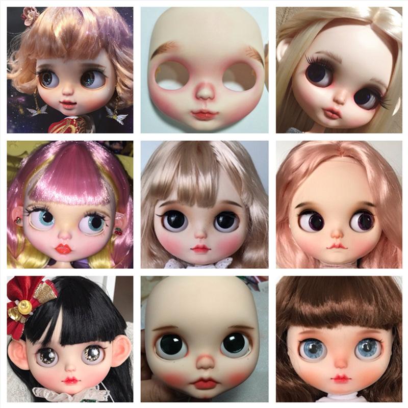 Blyth Doll Face Plate for diy blyth makeuo Including Back Plate and Screws White Black tan Skin Doll Makeup practice face shell