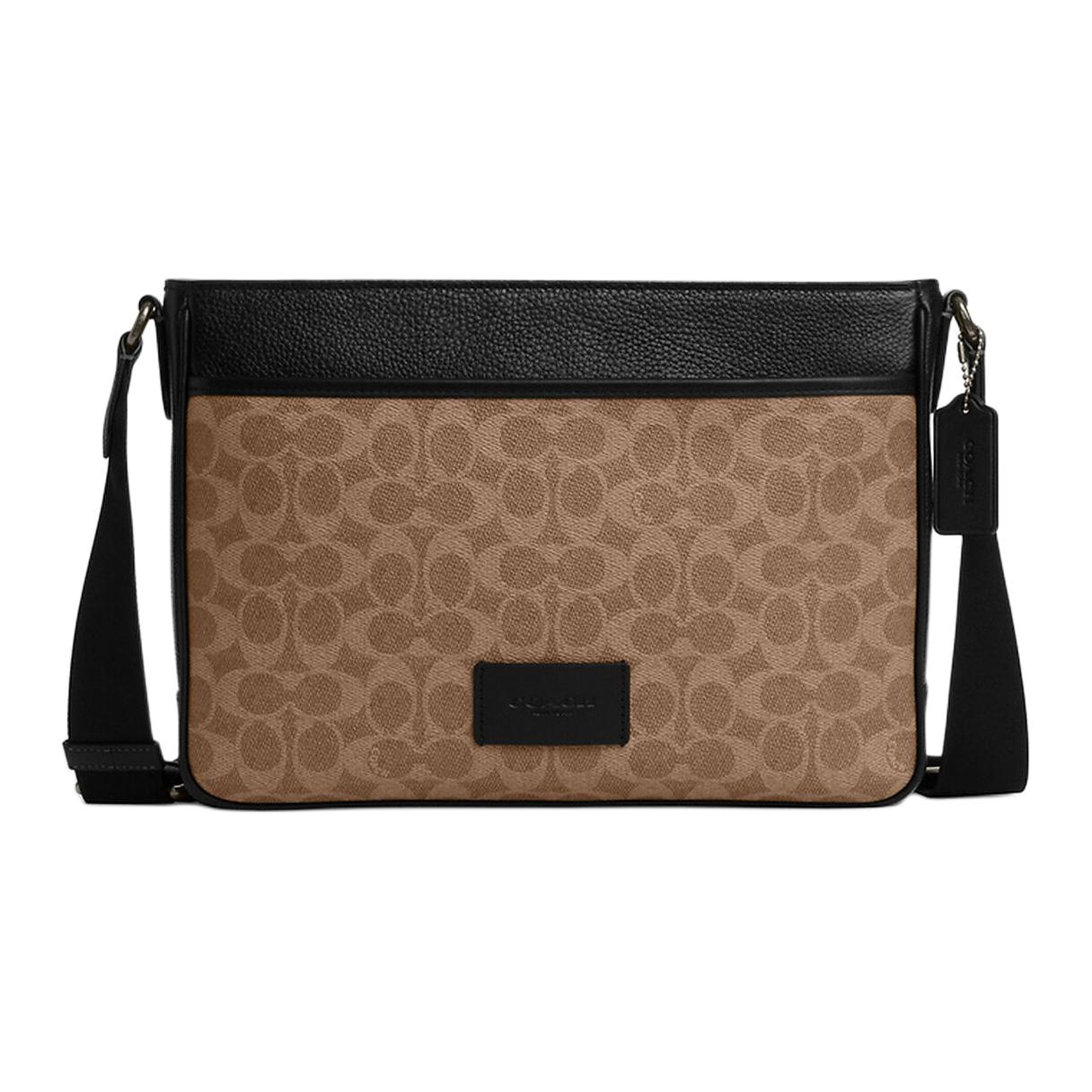 

Coach District 30 Logo Plaque Adjustable Shoulder Strap Zipper Closure Coated Canvas Shoulder Crossbody Bag Large Men shoulder bags CY824-QBNRX Basic Set (Bag+Dust Bag)