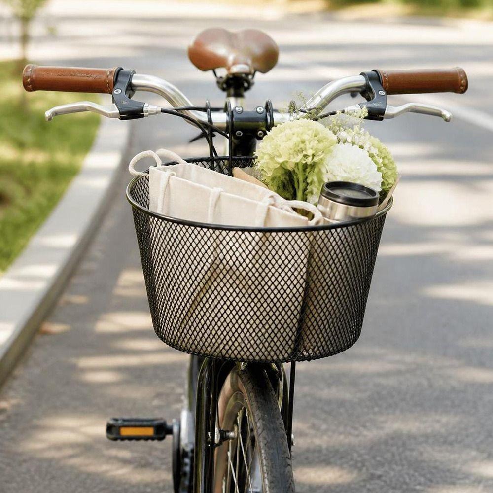 28*23*23cm Bike Front Basket Iron E-Scooter E-bike Basket Bicycle Front Handlebar Basket