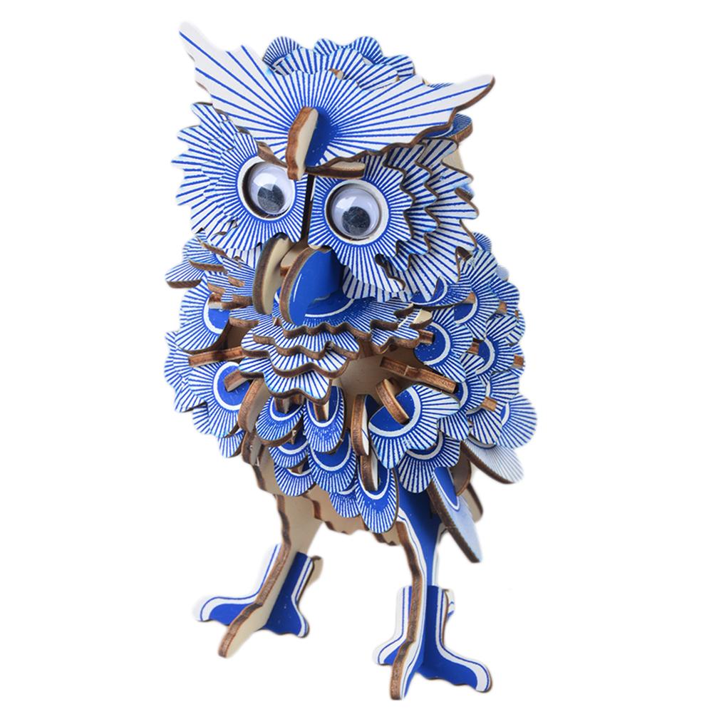 3D Wooden Owl Puzzle Jigsaw Woodcraft Kit DIY Construction Model Puzzle Toys for Children and Adults