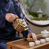 Hexagonal Teapot Mythical Animal Designs Brass Raised Relief Decorative Tea Kettle for Indoor